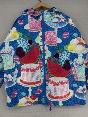 Gorman Dessert Print Windbreaker Zip Up Jacket Art Print Colorful Hooded
